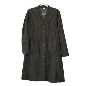 Poetry Olive Green Long Button-Front Dress